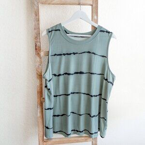Women’s 2XL Sleeveless Green Striped Tank Top | Plus Size Casual Blouse